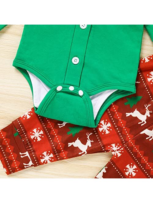 Sinhoon Baby Boy My First Christmas Outfits Newborn Infant Baby Long Sleeve Bowknot Romper + Pants Set 3Pcs Gentleman Clothes