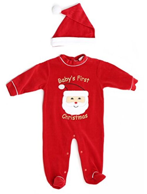 Just Love Christmas Coverall for Baby & Infant with Matching Santa Hat