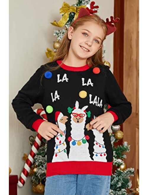 Funnycokid Ugly Christmas Sweater Kids Boys Girls Xmas Party Pullover Sweatshirt 3-10 Years