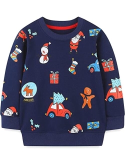 Mrocioa Toddler Boy Girls Sweatshirt Ugly Christmas Santa Claus Reindeer Shirt Kids Xmas Pullover Tops 2-7T