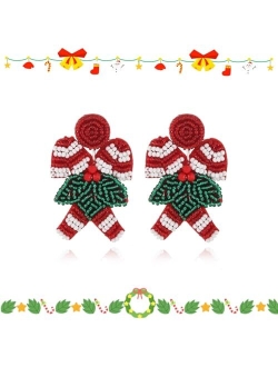 DoreenBow Christmas Beaded Earrings Xmas Tree Snowflake Santa Bell Candy Cute Handmade Xmas Beaded Earrings