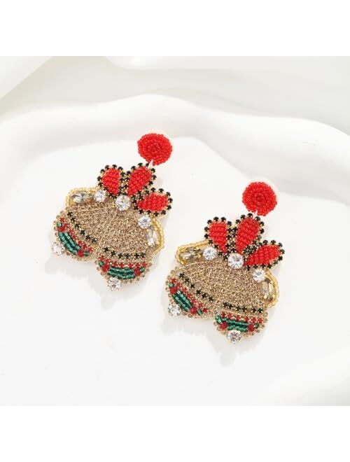 DoreenBow Christmas Beaded Earrings Xmas Tree Snowflake Santa Bell Candy Cute Handmade Xmas Beaded Earrings