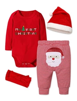 Abbence Baby Girl Boy Christmas Outfit My 1st Christmas Baby Boy Infant New Year 4 Pcs Set