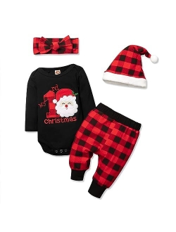 Abbence Baby Girl Boy Christmas Outfit My 1st Christmas Baby Boy Infant New Year 4 Pcs Set