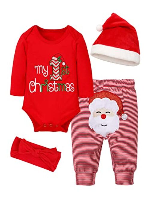 Abbence Baby Girl Boy Christmas Outfit My 1st Christmas Baby Boy Infant New Year 4 Pcs Set