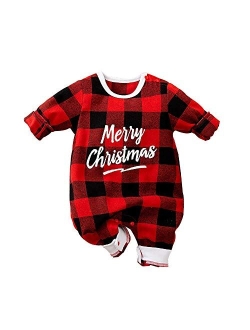 Hifot My First Christmas Baby Girl Boy Romper Newborn Clothes Long Sleeve Jumpsuit + Hat Infant Outfits Set