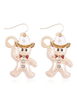 Christmas Holiday Party Costume Jewelry Women - Winter X-Mas Girls Earrings Santa Reindeer Angel Bell Snowman Tree