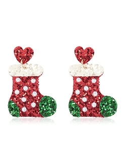 Christmas Holiday Party Costume Jewelry Women - Winter X-Mas Girls Earrings Santa Reindeer Angel Bell Snowman Tree