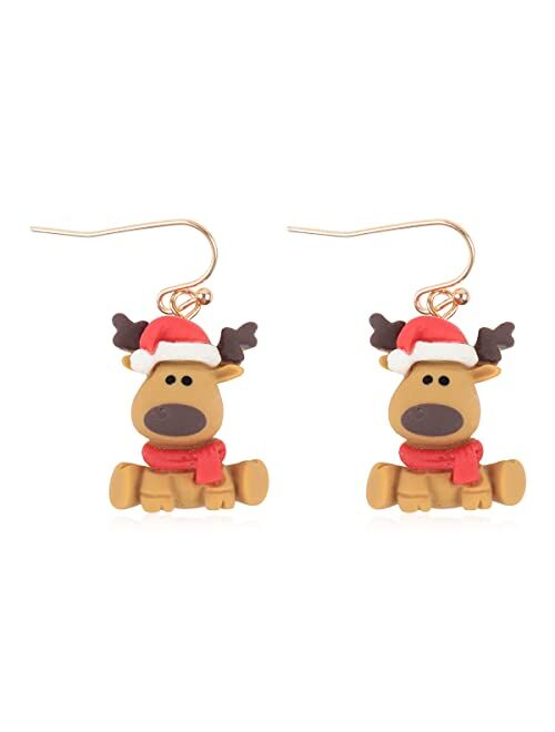 Riah Fashion Christmas Holiday Party Costume Jewelry Women - Winter X-Mas Girls Earrings Santa Reindeer Angel Bell Snowman Tree