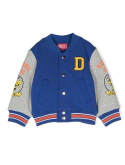 Kids logo-print cotton bomber jacket