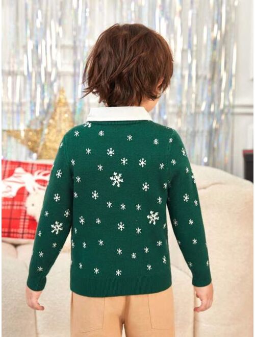 SHEIN Young Boy Christmas Santa Claus Pattern Sweater