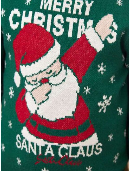 SHEIN Young Boy Christmas Santa Claus Pattern Sweater