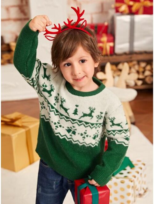 SHEIN Toddler Boys Christmas Pattern Sweater