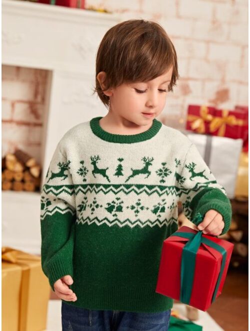 SHEIN Toddler Boys Christmas Pattern Sweater