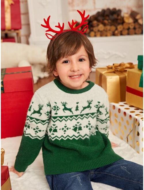 SHEIN Toddler Boys Christmas Pattern Sweater