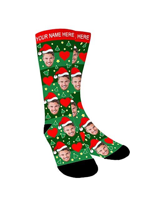 Aolun Custom Photo Socks,Christmas Socks,Personalized Face Socks,Funny Socks Turn Photo into Socks for Men and Women