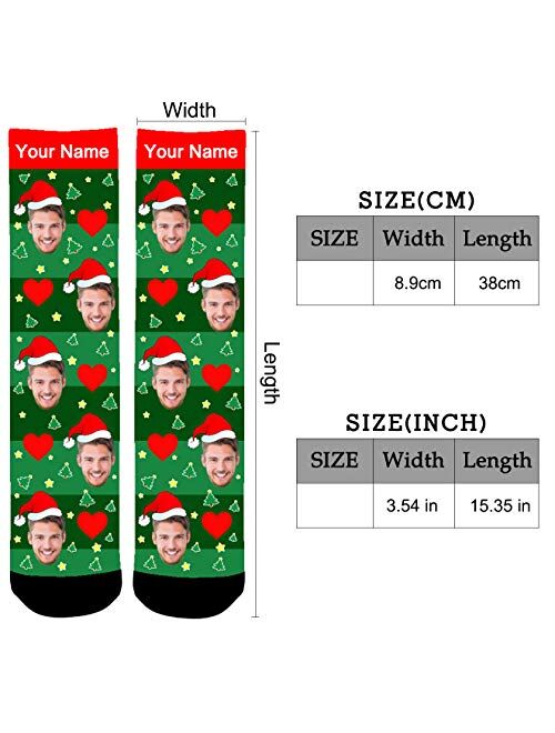 Aolun Custom Photo Socks,Christmas Socks,Personalized Face Socks,Funny Socks Turn Photo into Socks for Men and Women