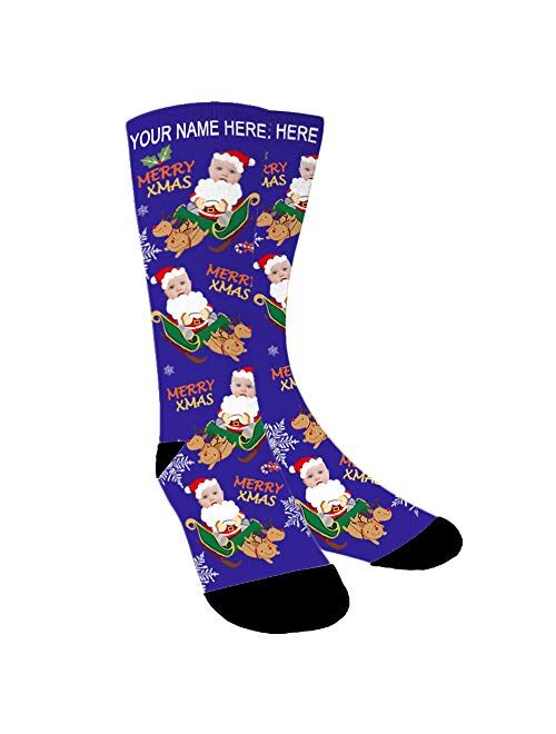 Aolun Custom Photo Socks,Christmas Socks,Personalized Face Socks,Funny Socks Turn Photo into Socks for Men and Women