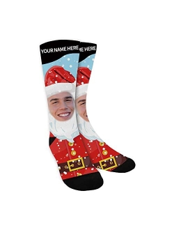 ShineSand Funny Christmas Socks,Novelty Custom Face Socks,Personalized Socks With Picture Xmas Holiday Socks Funny Gifts