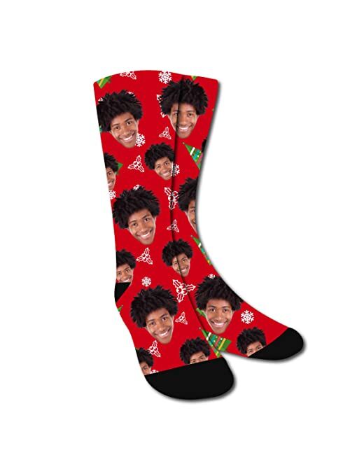 ShineSand Funny Christmas Socks,Novelty Custom Face Socks,Personalized Socks With Picture Xmas Holiday Socks Funny Gifts