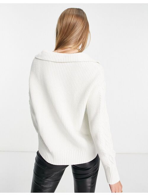 Nobody's Child half zip boyfriend sweater in cream