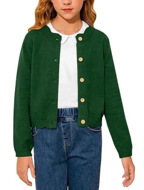 BesserBay Girls Solid Color Knit Sweaters Button Down Uniform Cardigan 4-12 Years