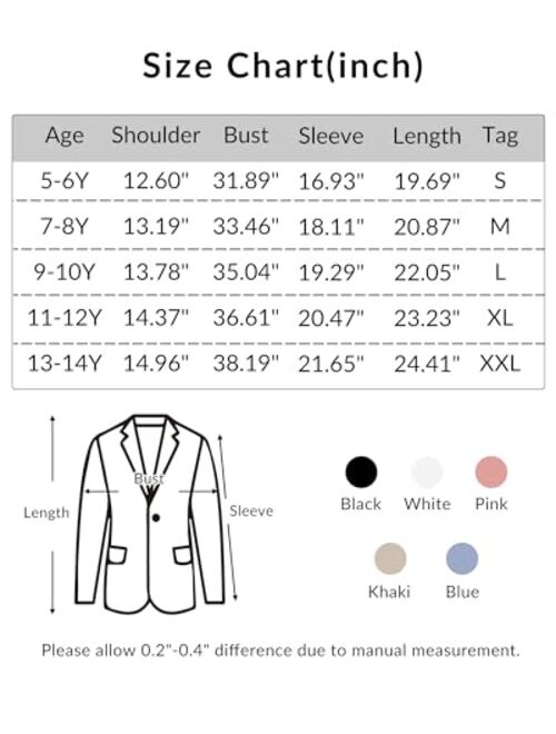 KEREDA Girls Casual Blazers Long Sleeve Open Front Button Lightweight Dressy Jackets with Pockets