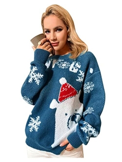 Honwenle Women's Ugly Christmas Sweater Funny Cute Christmas Tree Snowflake Reindeer Santa Xmas Knitted Pullover Jumper Tops