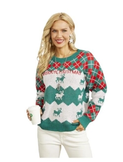 Fashionme Women Ugly Christmas Sweater Pullover Holiday Soft Lightweight Warm Crewneck Chunky Sweaters