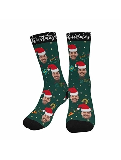 Artsadd Personalized Christmas Socks Custom Socks with Faces Unisex Crew Socks Gifts for Christmas Friends Family Made in USA