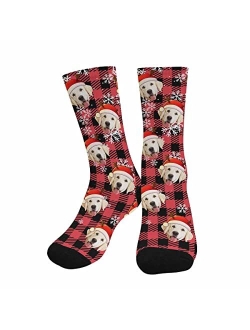 Annhomeart Personalized Photo Socks Add Pet Face on Crew Socks for Men Women Boy Girl Turn Your Dog Cat Face into Socks