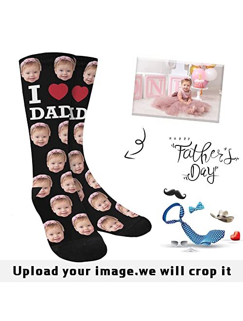 Annhomeart Personalized Photo Socks Add Pet Face on Crew Socks for Men Women Boy Girl Turn Your Dog Cat Face into Socks