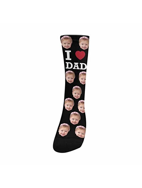 Annhomeart Personalized Photo Socks Add Pet Face on Crew Socks for Men Women Boy Girl Turn Your Dog Cat Face into Socks