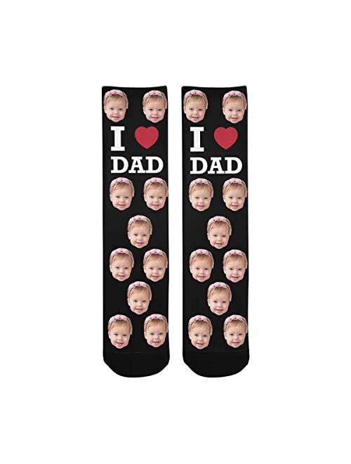 Annhomeart Personalized Photo Socks Add Pet Face on Crew Socks for Men Women Boy Girl Turn Your Dog Cat Face into Socks