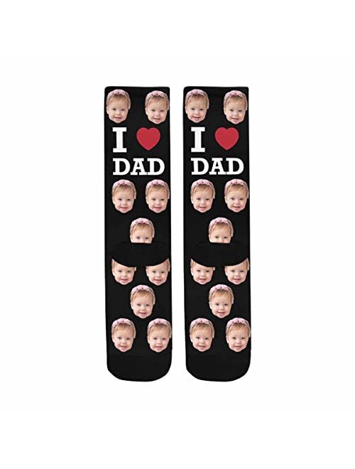 Annhomeart Personalized Photo Socks Add Pet Face on Crew Socks for Men Women Boy Girl Turn Your Dog Cat Face into Socks