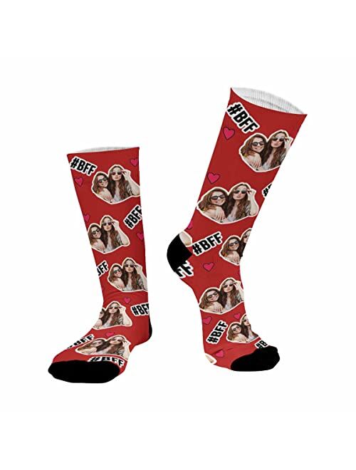 Artsadd Custom Best Friends Forever Socks with Photo Personalized Face Sox Birthday Gift