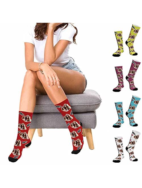 Artsadd Custom Best Friends Forever Socks with Photo Personalized Face Sox Birthday Gift