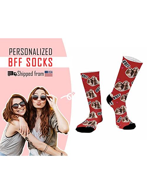 Artsadd Custom Best Friends Forever Socks with Photo Personalized Face Sox Birthday Gift