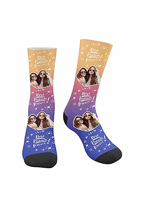 Artsadd Custom Best Friends Forever Socks with Photo Personalized Face Sox Birthday Gift