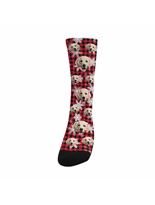 Artsadd Personalized Christmas Socks with Pet Puppy Faces Custom Christmas Gifts Unisex Socks Pet Photo Socks for Women Men