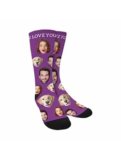 DIYKST Custom Face Socks Gifts for Couple Made in USA Personalized Photo Socks Picture on Socks Customized for Men Women