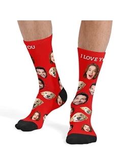 DIYKST Custom Face Socks Gifts for Couple Made in USA Personalized Photo Socks Picture on Socks Customized for Men Women