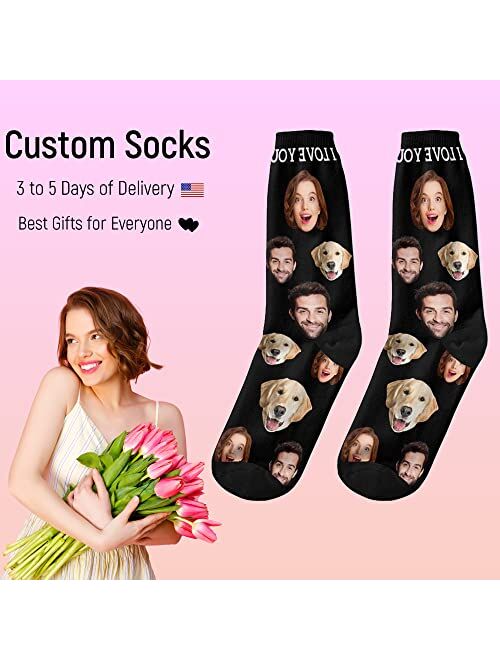 DIYKST Custom Face Socks Gifts for Couple Made in USA Personalized Photo Socks Picture on Socks Customized for Men Women