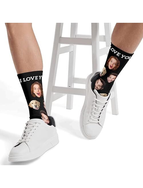 DIYKST Custom Face Socks Gifts for Couple Made in USA Personalized Photo Socks Picture on Socks Customized for Men Women