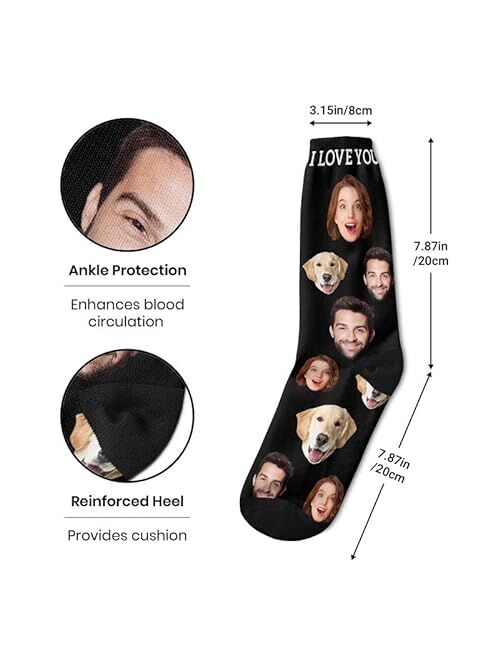 DIYKST Custom Face Socks Gifts for Couple Made in USA Personalized Photo Socks Picture on Socks Customized for Men Women