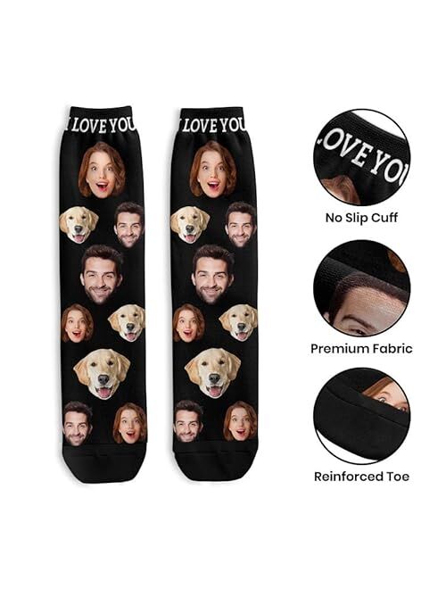 DIYKST Custom Face Socks Gifts for Couple Made in USA Personalized Photo Socks Picture on Socks Customized for Men Women