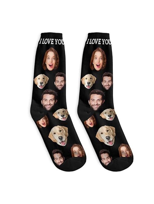 DIYKST Custom Face Socks Gifts for Couple Made in USA Personalized Photo Socks Picture on Socks Customized for Men Women