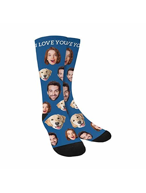 DIYKST Custom Face Socks Gifts for Couple Made in USA Personalized Photo Socks Picture on Socks Customized for Men Women