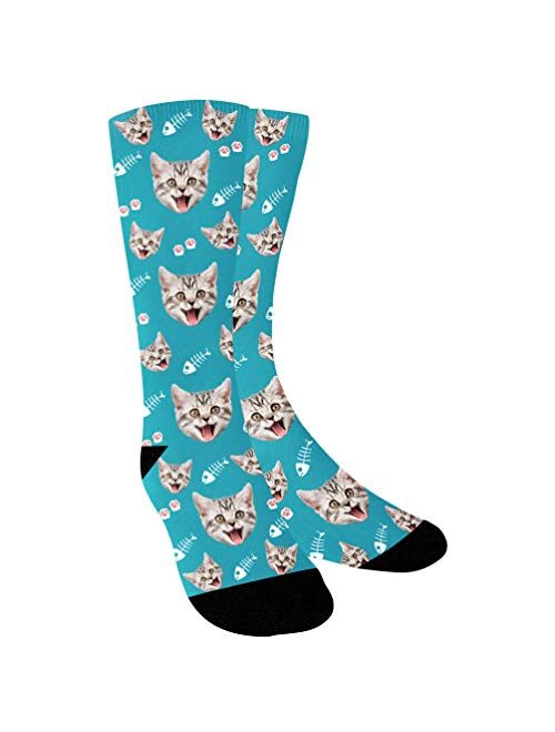 Custom Socks with Cat Pictures, Put Your Kitten Pet Faces on Personalized Custom Socks for Women Men Kids - Ulikelife