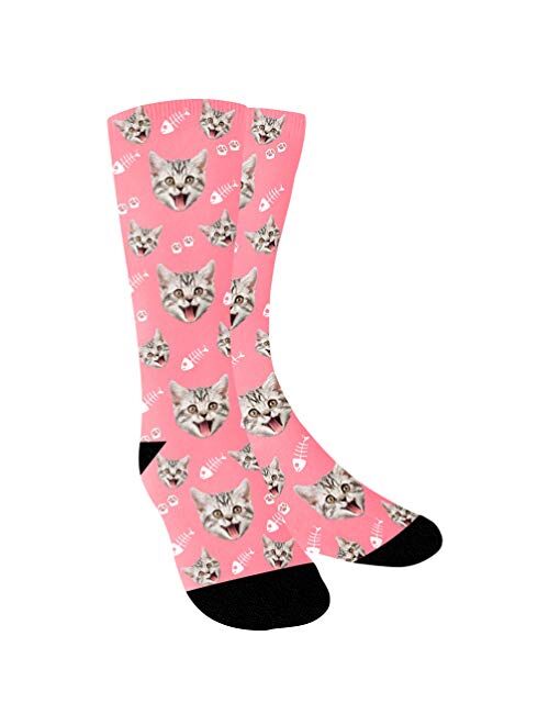 Custom Socks with Cat Pictures, Put Your Kitten Pet Faces on Personalized Custom Socks for Women Men Kids - Ulikelife